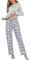 Aseniza Pyjama Femme Hiver Coton Ensembles de Pyjama Femmes Chauds Manches Longues Vêtements de Nuit Pantalon à Carreaux Loungewear 2 Pièces S