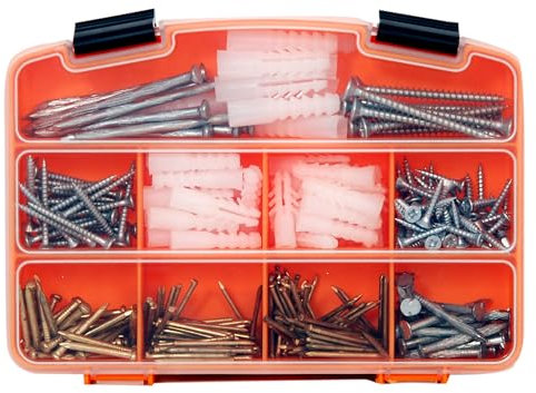 Netzerkoz 335 viti per legno, chiodi e tasselli, set di 90 viti a croce per legno, 220 pezzi, chiodi per cemento, 30 tasselli – Set di viti per truciolato, set di chiodi e tasselli, assortimento con