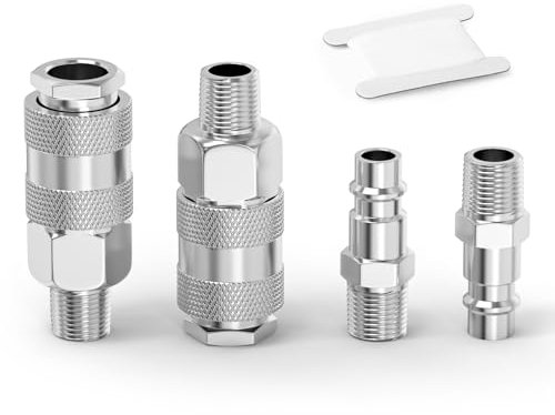 ERGAOBOY 2 Juego 1/4 BSP Hembra Acoplador de Aire Industrial y Kit de Enchufes Conector, 3 en 1 racores neumáticos alto caudal