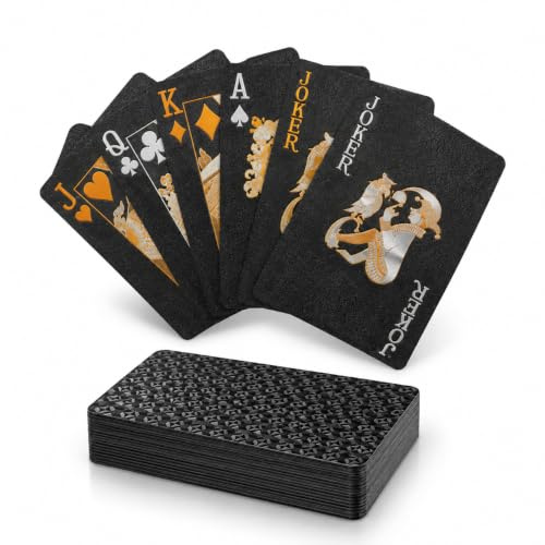 MageJoy Pokerkarten Plastik, Schwarz, wasserfest für Poker | Waterproof, durable, flexible, washable, tear-resistant, fade-proof, rigid, lightweight, non-sticky, scratch-resistant