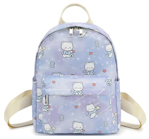 Mimfutu Mini-Rucksack für Mädchen, kleine Rucksäcke, Geldbörse für Damen, Teenager, Kinder, Schule, Reisen, Bär, Violett, 36