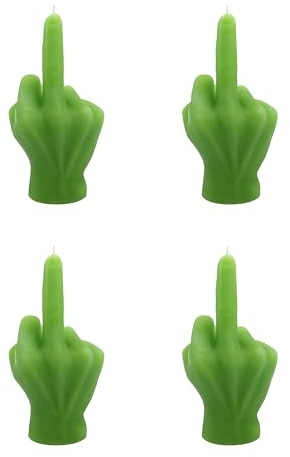 M.Kritzinger's (4 x STÜCK) XXL Kerze | Festtags-Muffel | Mittelfinger |Stinkefinger | 9x18cm | grün | 4er Set | Grün – Deko & Geschenkidee für Partys, Anti-Weihnachten