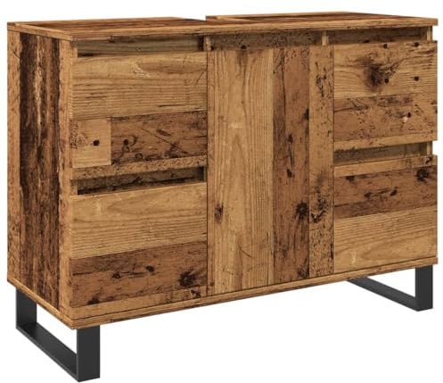 vidaXL Mueble de Lavabo Madera de ingeniería Envejecida 80x33x60 cm, Armario de Lavabo de baño, Mueble lavamanos baño, Mueble bajo Lavabo