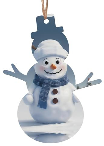 6 adornos de madera para colgar en el árbol de Navidad, diseño de muñeco de nieve