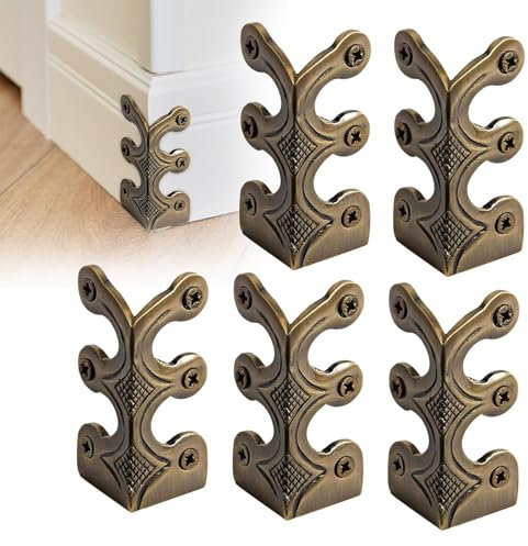 2024 Skiffers Brass Corner Protectors for Baseboard, Solid Brass Skirting Board, Vintage Metal Decorative Cover (Bronze, 5pc)