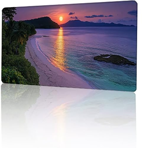 Lever du Soleil Tapis de Souris Gaming XXL 160 x 80 cm, Violet Grand Tapis de Souris Gamer, Tapis de Bureau, Mouse Pad à Bords Cousus, Base Antidérapante et Lmperméable sous-Mains Bureau T-3264