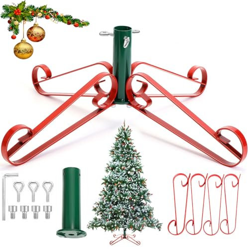 Heavy Duty Christmas Tree Stand, Iron Metal Tree Base For Up To 1.3 Inch Trunks, Xmas Tree Holder Metal Base, Christmas Tree Support For 8 Ft Artificial Trees, Total Weight 3.5lbs