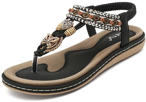 Acfoda Sandales Plats Femme Été Confortable Mode Tong Plage Claquettes, Taille 35-44