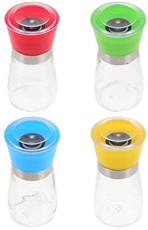 ASAKKURA 4stücke Handbetriebene Gewürzmühle Aus Glas Einstellbare Pfeffermühle Mit Breiter Öffnung Leicht Zu Reinigen Und Nachfüllbar Für Küche Und Haushalt Für Pfeffer Und Salz