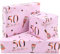 ADQUATOR Geschenkpapierbögen zum 50. Geburtstag, 50 x 70 cm, Roségold und Rosa, 50. Geburtstag, Geschenkpapier für Frauen und Damen (5 Blatt)
