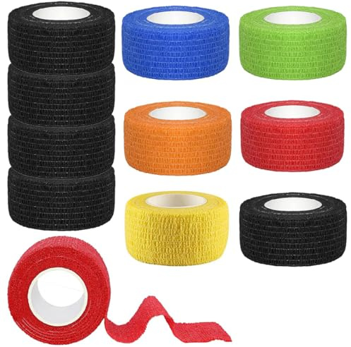 PYEUIFT 10 Stück Selbstklebende Bandagen - Selbstklebende Bandage für die Schwellung von Handgelenk und Knöchelverstauchung, Tattoo Grip Tube Tape für Tattoo-Maschine (2.5cm x 4.5m/6 Farben)