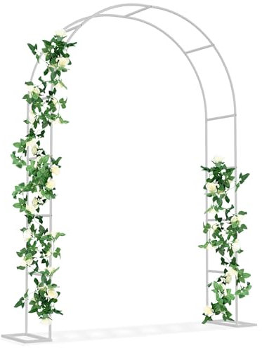 SUBTLETY 192x38x240cm Rosenbögen Metall Rundbogen Witterungsbeständig Rosen Rankgitter Torbogen Rankhilfe für Kletterpflanzen Freistehend Rosengestell für Garten Dekoration (Weiß)