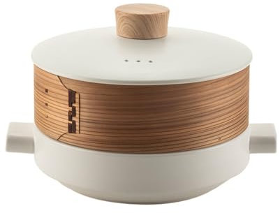 XYUERU Japanese Style Ceramic Casserole Clay Pot with Steamer Basket, Ceramic Steamer, Japanese Style Casserole Dishes, Soup Stew for Cooking, Clay Pot(3L)