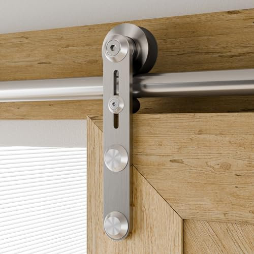 Kit hardware per porta scorrevole in acciaio inox da 3 m, scorrevole silenzioso per ante singole in legno, durevole e facile da installare, perfetto per la ristrutturazione della casa
