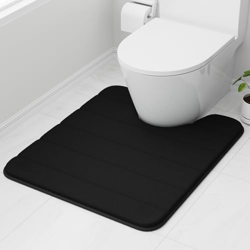 Wyewye Tapis de toilette en mousse à mémoire de forme 50x60 cm Noir - Tapis de bain ultra-doux, antidérapant, super absorbant