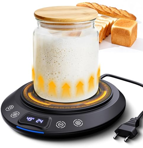 Sourdough - Tappetino riscaldante per pasta madre, con controllo preciso del termostato di 17,2 °C (21-48,9 °C), per pasta madre, timer 0-24 ore, accensione e spegnimento automatico, funzione di