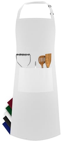 LEFUNDA® Delantal de Cocina Impermeable con 3 Bolsillos Ajustable, Delantal de Barbacoa con Correas Largas, Delantal de Cocina para Hombres y Mujeres, Cocinar, Restaurante, Café, Hornear (Negro)