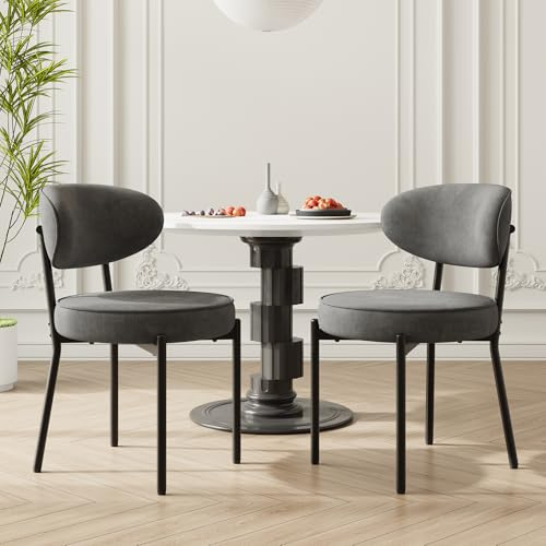 COLAMY Esszimmerstühle 2er Set mit 10 cm Sitzpolster – Moderne Polsterstühle aus kuscheligem Teddy-Stoff, mit robustem Metallgestell – Für Küche & Wohnbereich, Grau