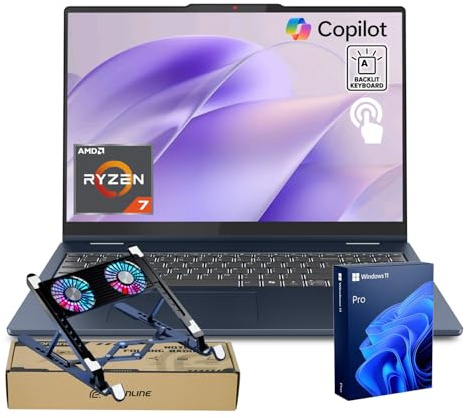 Lenovo IdeaPad Slim 5 Ordinateur portable professionnel, 16 FHD+ Touch, Ryzen 7 350 (fréquence maximale 5 GHz, >Ultra 7 155U), 32 Go de RAM, 2 To SSD, rétroéclairé, Wi-Fi 7, W11P, compatible Copilot