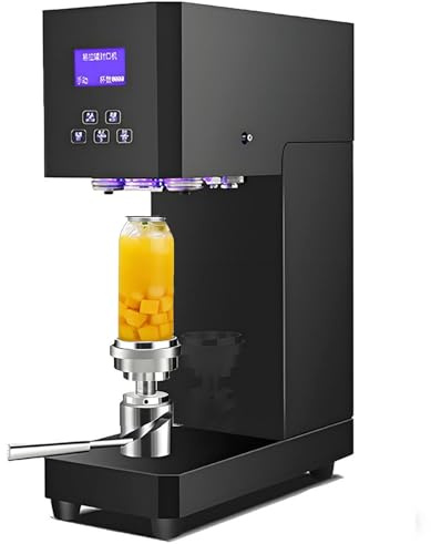 BEESOM Halbautomatische Dosenverschließmaschine+370W Soda-Dosenversiegelung+Intelligenter Zähler & Höhenverstellung+Sicherer Verschluss+Kunststoff/Glas+Für Zuhause & Cafés Black