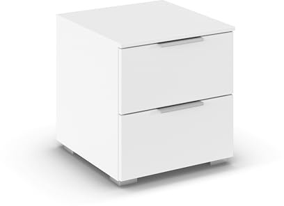 Rauch Möbel Alabama, Nachttisch, Farbe Weiß, Maße 40x42x42 cm | Nachtkommode, 2 Schubladen, Soft-Close-Funktion, passend für Serie Alabama, für Schlafzimmer, Kinderzimmer, Gästezimmer