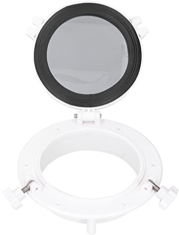 Boat Porthole Portlight Window 8in Round Opening Tempered Glass Universal for RV Boat Yacht White Premium ABS Material 316 Stainless Steel Accessories