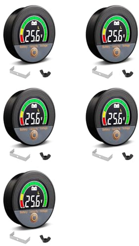Akfldms 5X 12V 24V 48V 60V 84V Waterproof IP67 Battery Capacity Voltage Meter with Backlight LCD and Low-Voltage Alarm