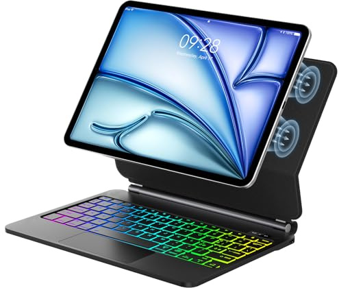 Tastiera Magic per iPad Air 11 11 M4 2026/M3 2025/M2 2024/Air 5/Air 4 | Cover Keyboard Touchpad Supporto Flottante, Magnetica Illuminato Trackpad Tastiera Custodia per Pro 11 1-4 Gen, Nero