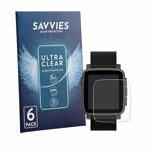 Savvies 6 Stück Schutzfolie für Pebble Time 2 2026 | Transparenter Displayschutz Made in Germany, Ultra-Klar Displayschutz-Folie