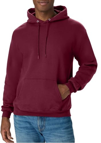 Hanes Men's Pullover EcoSmart Hooded Sweatshirt, maroon, X Large