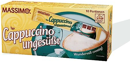 MASSIMO Cappuccino ungesüßt, 160 Sticks, 16 x 10 Sticks à 12,5 g, Vorteilspack, Löslicher Bohnenkaffee, Kakaonote, Ohne Zucker, Schnelle Zubereitung, Koffeinhaltig, Instant-Kaffee
