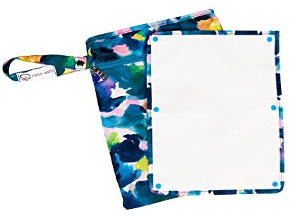 Sarah Wells Pumparoo Wet Dry Bag for Breast Pump Parts – Compact Organizer with Waterproof Pocket, Staging Mat & Fridge Hack – Machine Washable Pumping Accessory (Aquarelle)