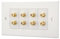 Computer Spares Twin F Type Satellite Faceplate - Gold Coloured Sockets in Wall Outlet (8 x F Type Coax Sockets)