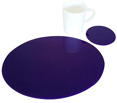 Super Cool Creations Oval Placemat And Coaster Set, Purple - 4 Placemats and 4 Coaster - Standard