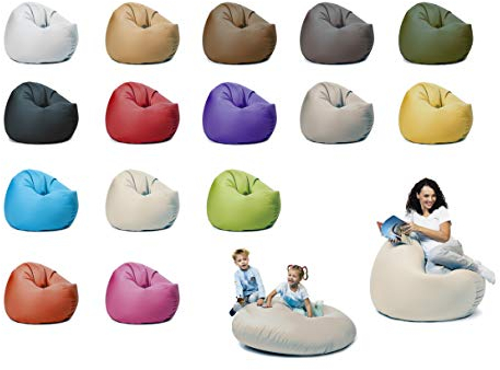 sunnypillow XXXL Sitzsack mit Styropor Füllung 145 cm Durchmesser 2-in-1 Funktionen zum Sitzen und Liegen Outdoor & Indoor für Kinder & Erwachsene viele Farben und Größen zur Auswahl Cremefarben