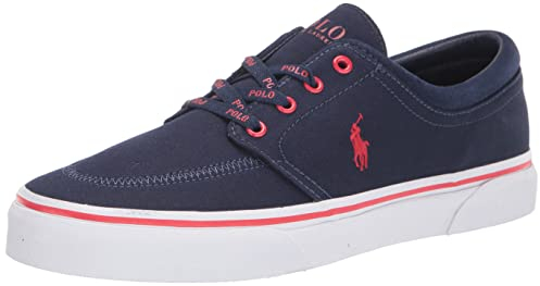 POLO RALPH LAUREN Keaton Herren Sneaker ohne Schnürsenkel, Newport Navy / Rl200 Red Pp, 42 EU