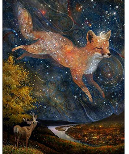 Yingxin34 Puzzle 1000 Teile Erwachsene Puzzle Holz Fuchs und Hirsch für Kinder-30x20 Zoll (75 x 50cm)