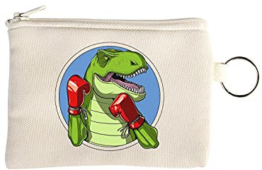 T-Rex Dinosaur Boxer Funny Art Petit Porte-Monnaie Portefeuille avec Porte-clés Beige One Size