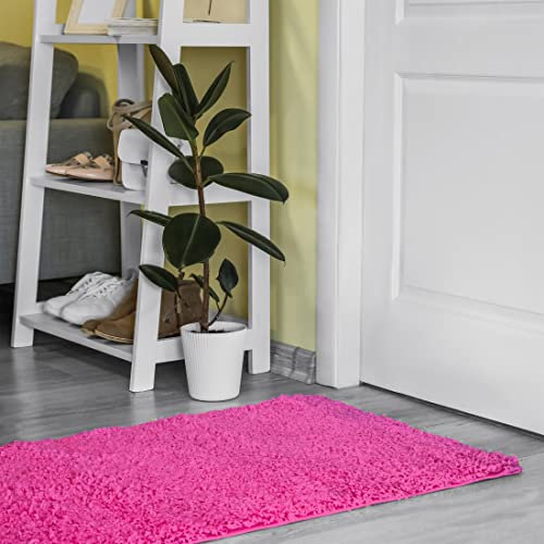 Shaggy Läufer nach Maß Einfarbig - Hochflor Langflor Flauschig Teppichläufer für Flur Schlafzimmer Küche - Teppich Set Läuferset in Versch. Größen und Farben Rosa 80 x 150 cm