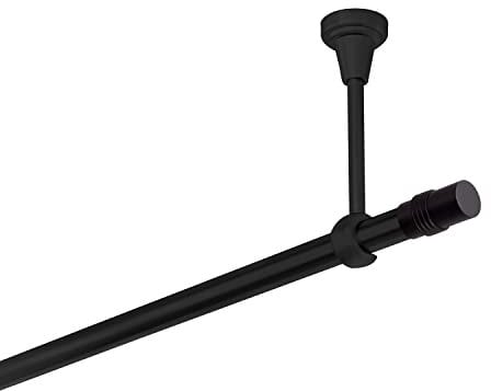 Bastone per tende nero, 320 cm, 1 binario, 19 mm, in metallo, fissaggio a soffitto, cilindro