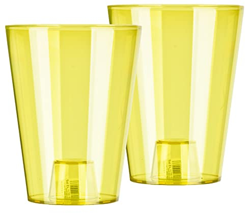 Tymar Orchideentopf Übertopf, 2er-Pack, transparent, Blumentopf, Blumenkübel für Orchidee, Pflanzentopf aus Kunststoff, Moderne, schlanke, Runde Form, STOOKPS001 (Gelb Transpartent, ø 12 cm)