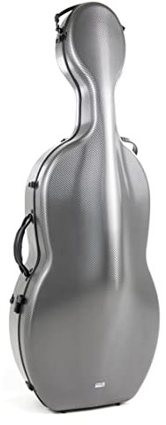 GEWA custodia per violoncello in policarbonato 4/4 grigio con cinghie a zaino, maniglia laterale e ruote (Rolly)