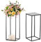 Sziqiqi 60cm Metallo Vaso Centrotavola Battesimo - 2 Pezzi Alti Colonne Vaso per Fiori in Nero Per Composizioni Floreali Finte Grandi Vasi Rettangolari Vasi per Feste Nozze Matrimonio Road Leads