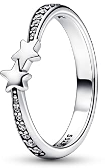PANDORA Sternschnuppen Funkelnder Ring aus Sterling-Silber mit Cubic Zirkonia Steinen verziert, Moments Collection, Größe: 54, 192365C01-54