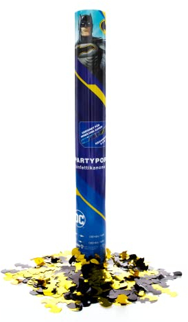 Party Factory `Batman´ Party Popper 1er Set, 40 cm Konfettikanone mit bunt schimmerndem Konfetti, bis zu 8 m Flughöhe