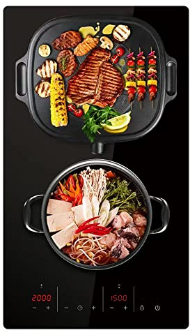 4 Zones 59cm Glass Electric Ceramic Hob in Black, Built-in worktop & Touch Controls,6000W