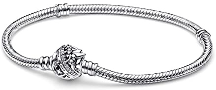 PANDORA Disney Tinker Bell Clasp Moments Schlangen-Gliederarmband mit Zirkonia in der Farbe Silber, Länge: 16cm, Disney X PANDORA Kollektion, 592548C01-16