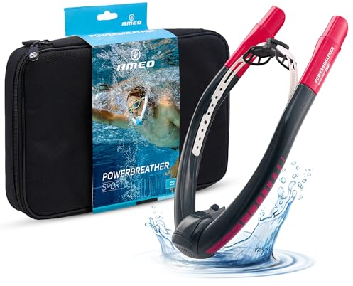 POWERBREATHER AMEO Sport - Atem Trainingsgerät fürs Schwimmbecken mit 100% Frischluft für Erwachsene und Kinder - Schnorchelset mit intelligentem Ventilsystem und 100% trockener Atemluft
