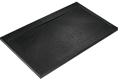 Ideal Standard - Ultra Flat S i.life Rechteckige Duschwanne 170 x 70 aus Kunstharz, Ablaufgarnitur lange Seite, mattes Finish, Schwarz