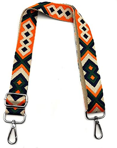 Schultergurt für Taschen Verstellbarer, Taschengurte zum Wechseln Dunkelblau-Grün-Orange 3.8cm Schulterriemen Breit mit Silber Karabiner, Umhängegurt für Taschen für Damen Taschen Handtaschen DIY, 9